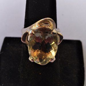 Vintage Green Quartz Sterling Silver Ring